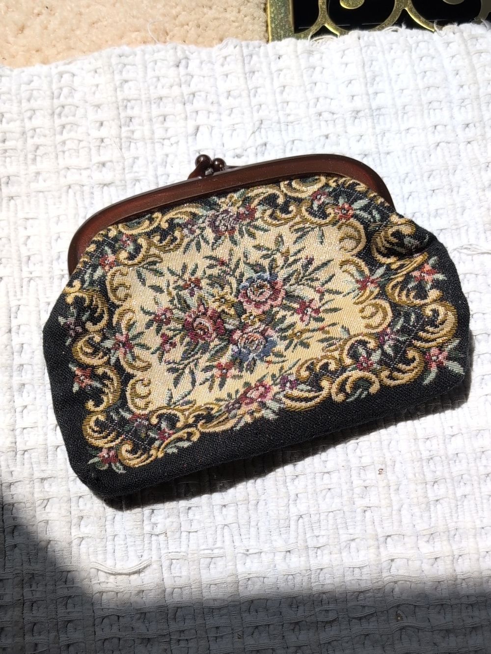 Floral Tapestry Frame Clutch Purse - Vintage